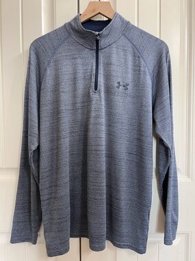 Under Armour Mens HeatGear Half Zip Long Sleeve Shirt in Blue, Size M